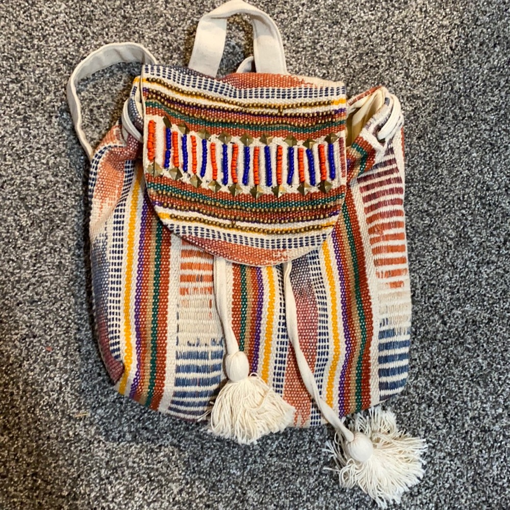 Boho Backpack With Drawstring And Flap Closure New - image 1